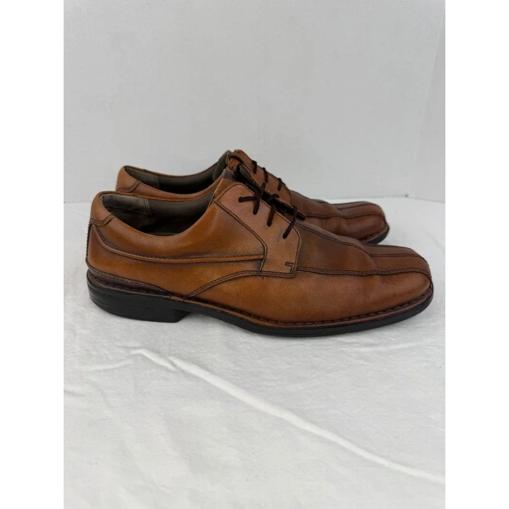Clarks Mens Tan Leather Square Toe Oxford Dress‎ Shoes 72536 Brown Size 11.5 M